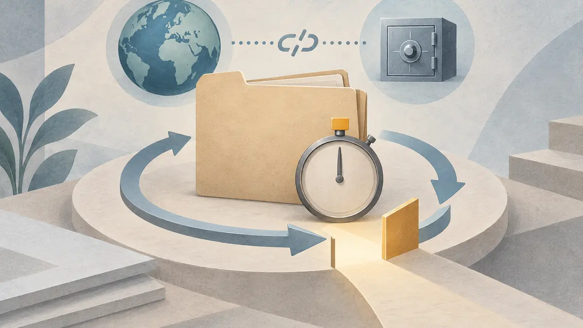 국제공조 이유로 수년째 멈춘 배임 수사 — 기사 주제를 표현한 AI 생성 개념 삽화