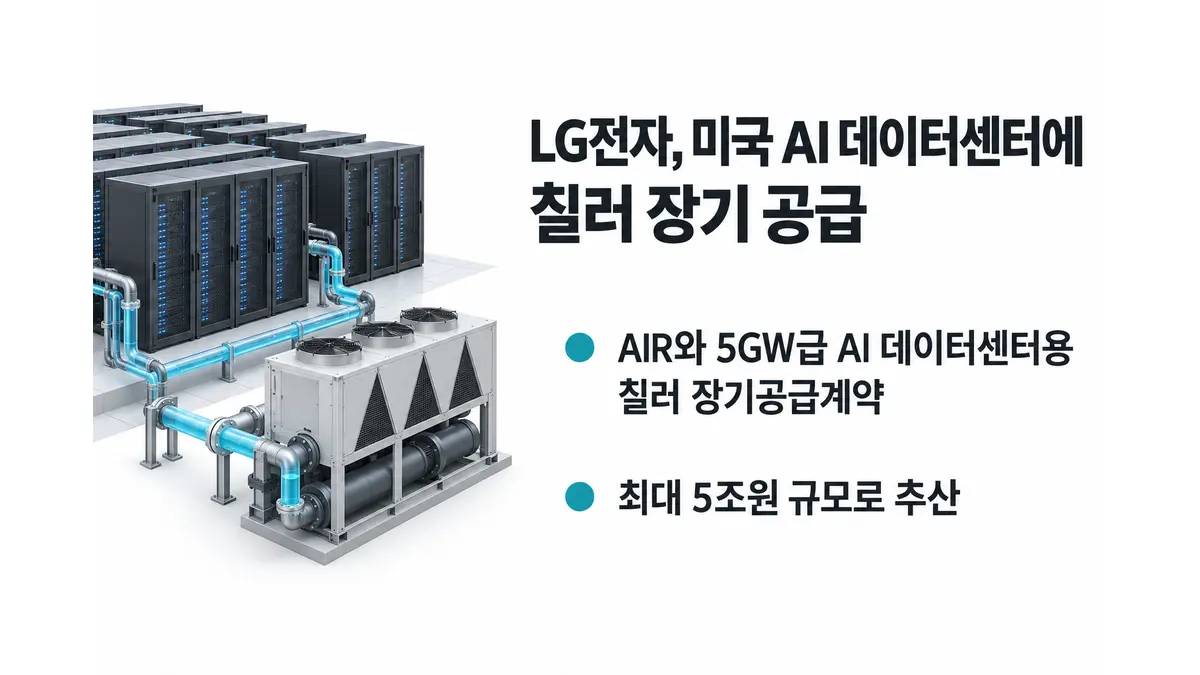 LG전자, 미국 AI 데이터센터에 칠러 공급 — 기사 주제를 표현한 AI 생성 개념 삽화