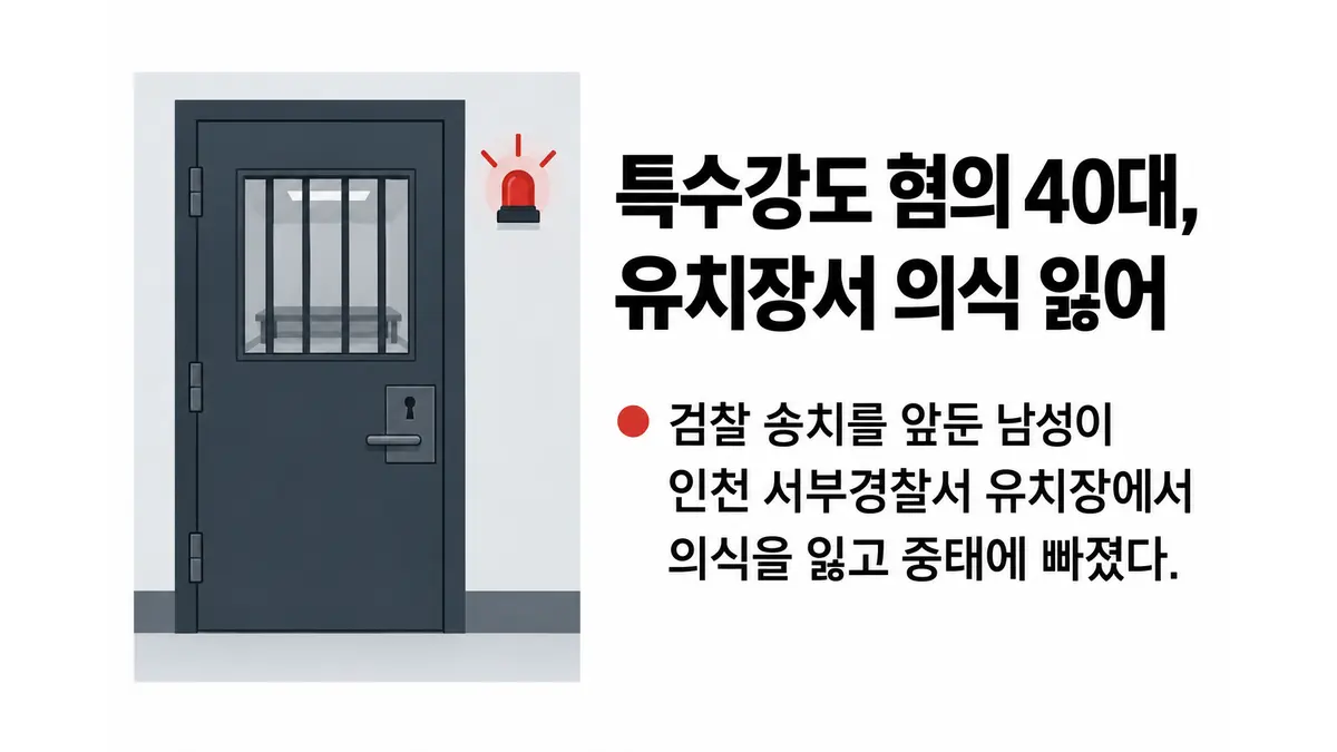 특수강도 혐의 40대, 유치장서 의식 잃어 — 기사 주제를 표현한 AI 생성 개념 삽화